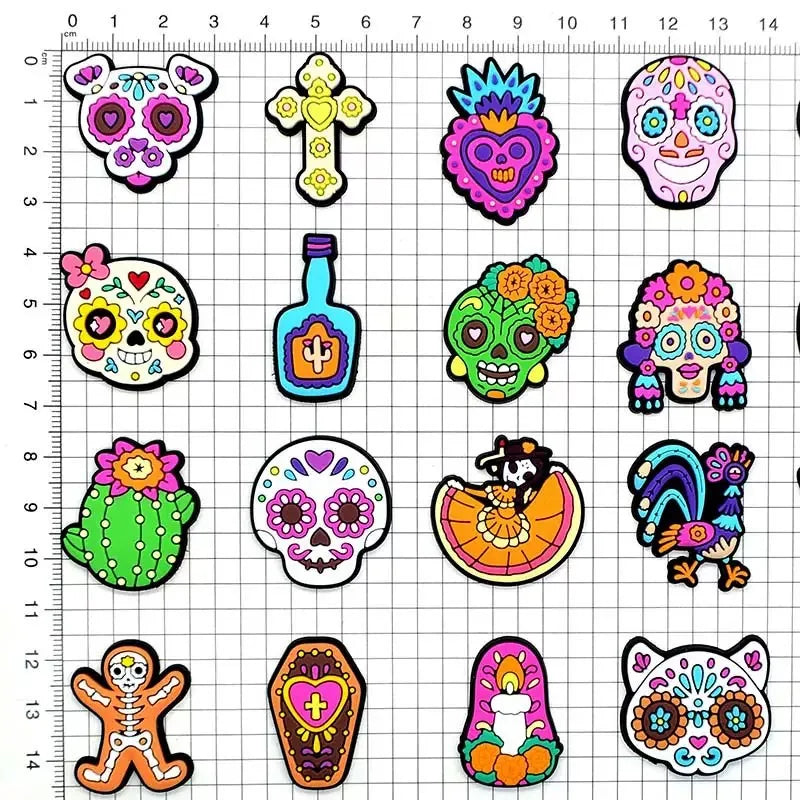 20-100Pcs Skull Skeleton Man Woman Shoe Buckle Charms Day of the Dead PVC Clog Accessories DIY Phone Case Holiday Gift