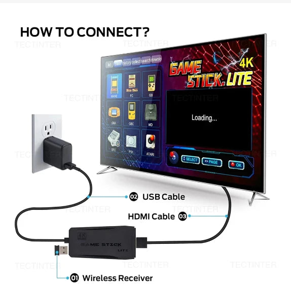 2026NEW M8 Video Game Console 64G 20000 Games Retro handheld Game Console Wireless Controller Lite 4K Game Stick For Xmas Gifts