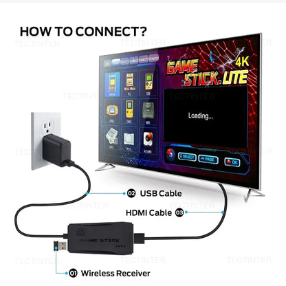 2026NEW M8 Video Game Console 64G 20000 Games Retro handheld Game Console Wireless Controller Lite 4K Game Stick For Xmas Gifts