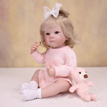 18 Inch Reborn Baby Doll Full Vinyl Body Realistic 3D Skin Visible Veins Newborn Girl Toy Collectible Birthday Gift