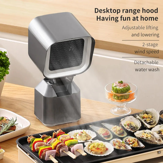 Portable Desktop Range Hood, Mini Portable Exhaust Hood for Home, Smokeless Indoor BBQ & Hot Pot, Tabletop Ventilator with Smoke