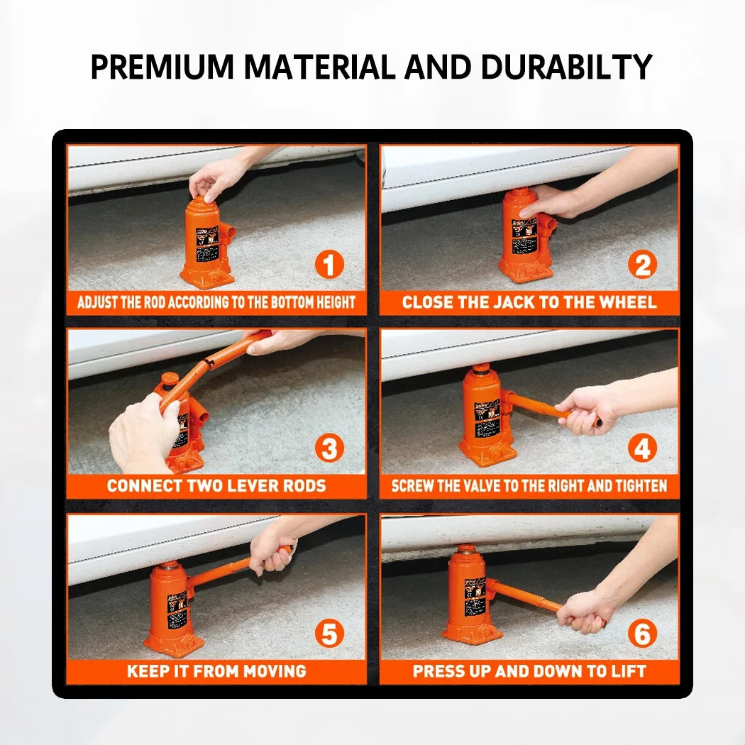 10/12/20 Ton Bottle Jack Hydraulic Lifter Heavy Duty Car Safety Valve 4WD