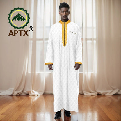 Musilim Men Cloths Long Sleeve Islamic Clothing Men Robe Arab Abaya Dresses Embroidered Kaftan Casual Formal Dubai Thobe 2412002