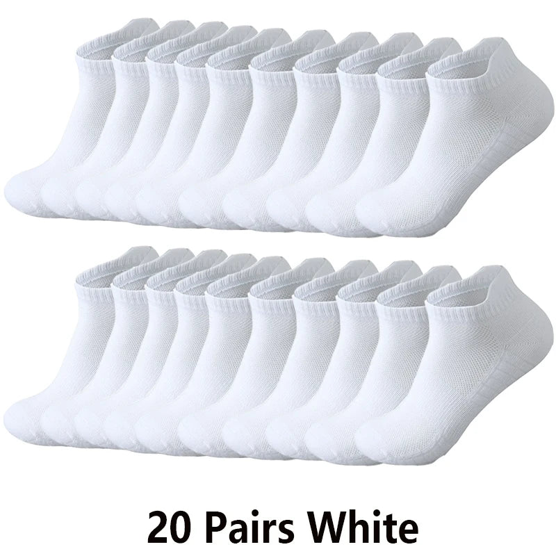 10/20 Pairs Ankle Socks Men Women Breathable Mesh Cotton Socks Running Sports Solid Color Boat Socks Couple Student Ear thletic