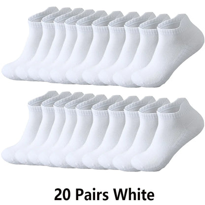 10/20 Pairs Ankle Socks Men Women Breathable Mesh Cotton Socks Running Sports Solid Color Boat Socks Couple Student Ear thletic