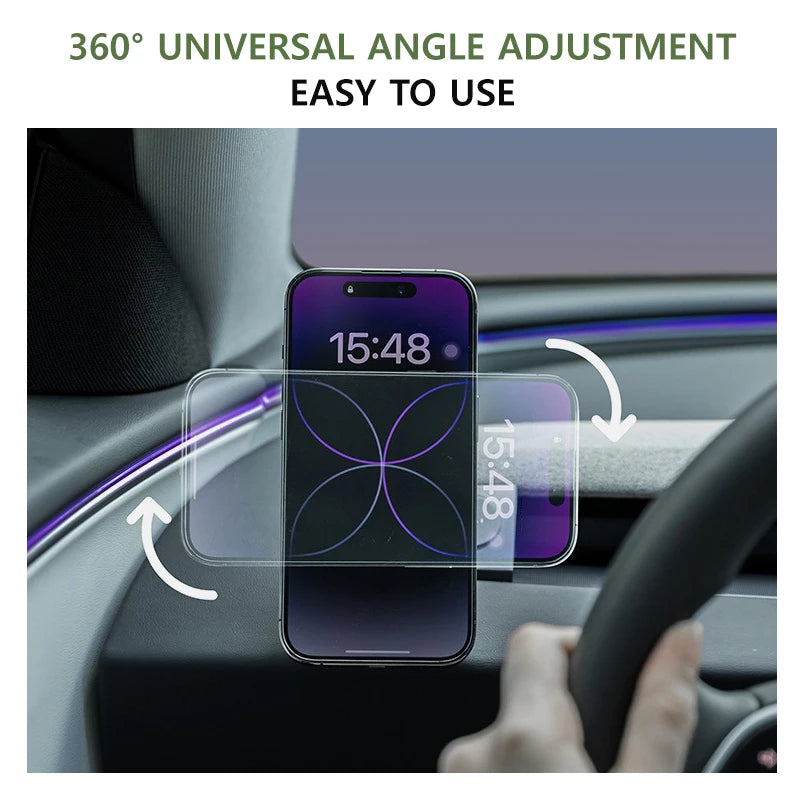 NovaAcc Magnetic Wireless Charging Mount For Tesla Model Y Juniper Model 3 Highland 2024-2026 Left Right Rudder Car Phone Holder