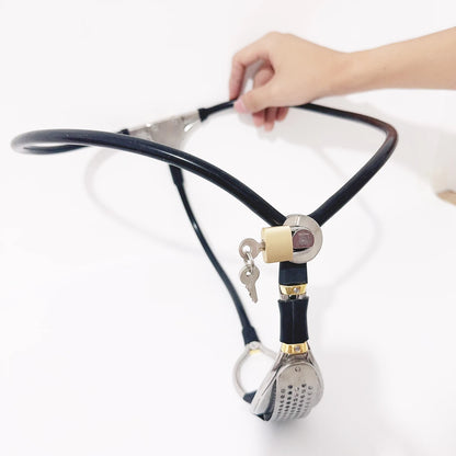 LILUPLAY Invisible Female Stainless Steel Chastity Belt with Hole Plug BDSM Strapon Belt Lockable Underwear Sex