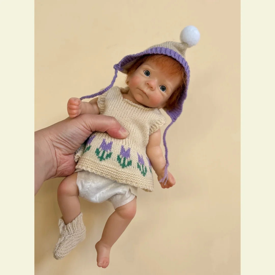 26cm Washable Open Eyes Whole Body Silicone Reborn Girl Doll With Rooted Hair Lifelike Newborn Doll With Painted Skin