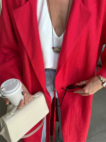 Tossy Casual Loose Lace-Up Dress Female Lapel Long Sleeve High Waist Solid Autumn 2025 New Bandage Dress Women's Commute Dress