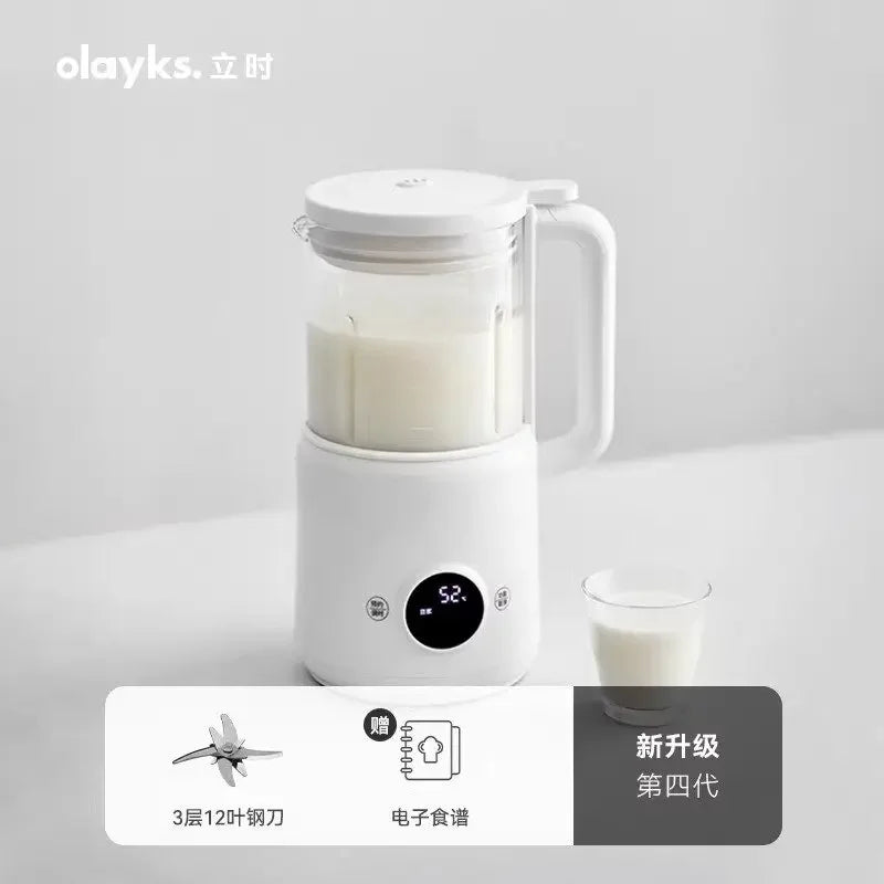 OLAYKS 220V Quiet Automatic Soymilk Maker & Blender - Compact Juice Extractor Machine
