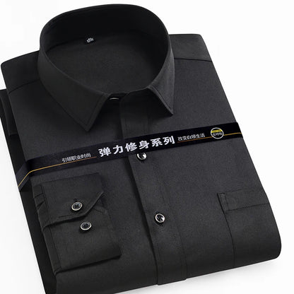 Men's Shirt Long Sleeve Stand-collar (Mandarin Collar) Single Patch Pocket Smart Casual Regular-fit Business Office Dress Shirts