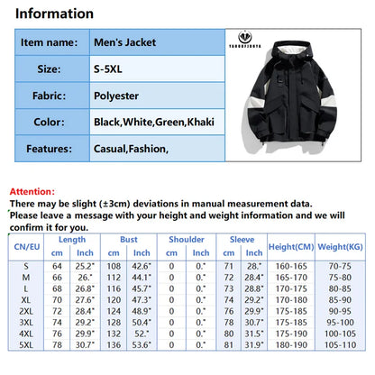 2026 Men Spring Autumn Outdoor Leisure Cargo Hooded Jacket Men Hiking Sport Windbreak Fashion Pocket Loose Jacket Coat Male Hots