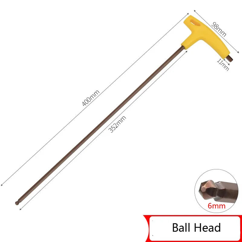 400mm Length 3-10mm Hex Key Wrench  T-Handle Spanner Flat/Ball Head Socket Screwdriver Allen Hex Wrench Hand Tool Extra Long Arm