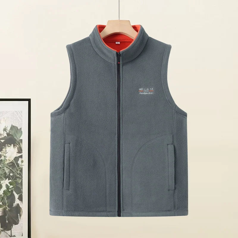 Men's High-quality Velvet Vest Autumn Winter Lightweight Outdoor Casual Vest Camping Fishing Zipper Vest Work Clothes