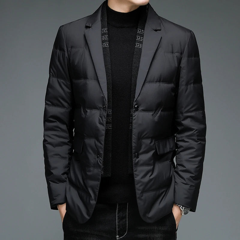Down Suit Men 2025 New Style Middle-Aged Men's Fashionable Winter Warm and Comfortable Down Jacket Dad Winter Suit Jacket