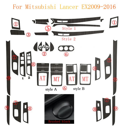 For Mitsubishi Lancer EX2009-2016 Interior Central Control Panel Door Handle Carbon Fiber Stickers Decals Car styling Accessorie