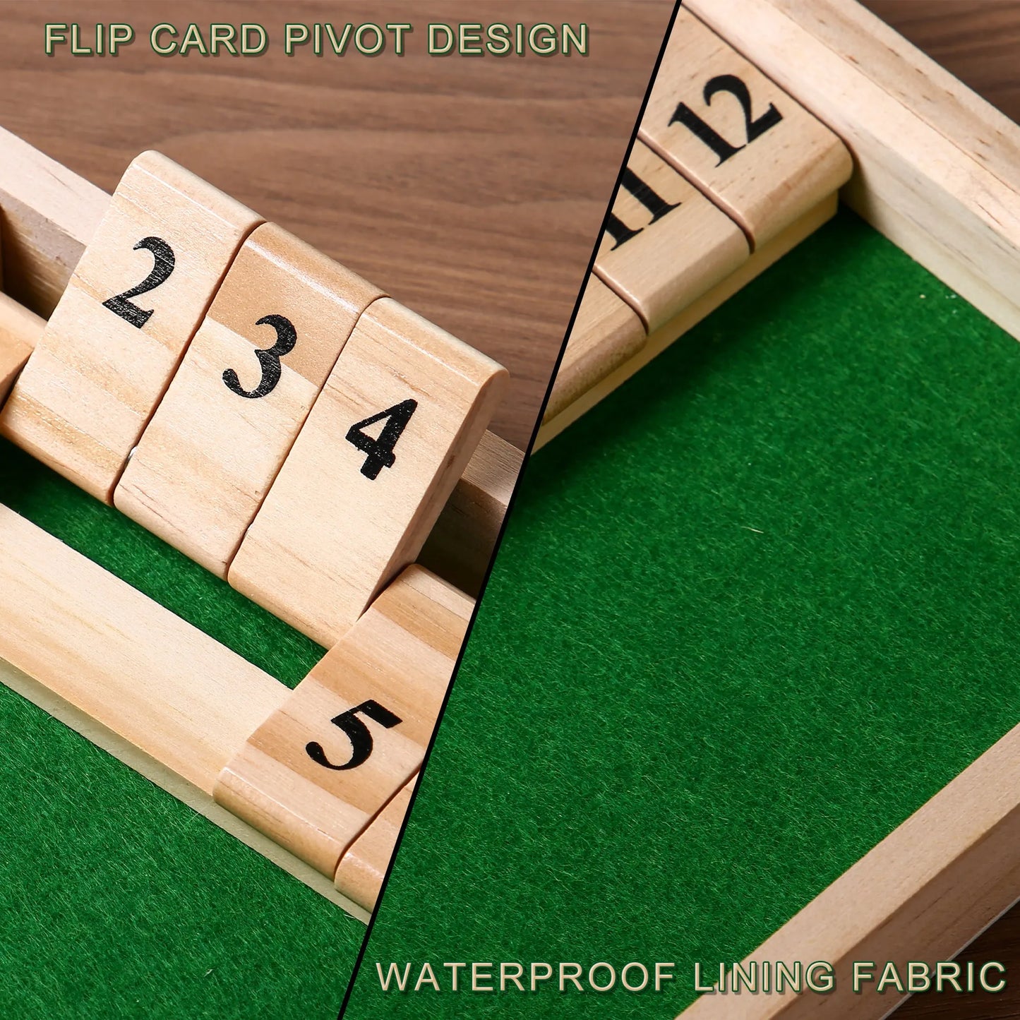 AIUAZA Shut The Box dice Game,Wooden Board Games 2-Person Competitive, Traditional bar, Travel, Family, Fun Math