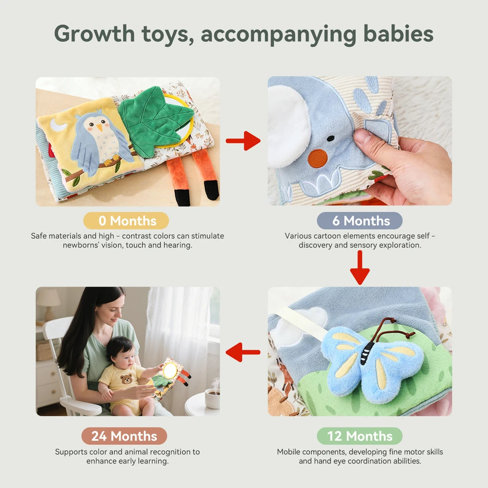 Soft Baby Tissue Box Cloth Book Security Blanket Plush Cube Crinkle Sounds Sensory Toy Mirror Fine Motor Skills 9 Styles Toys
