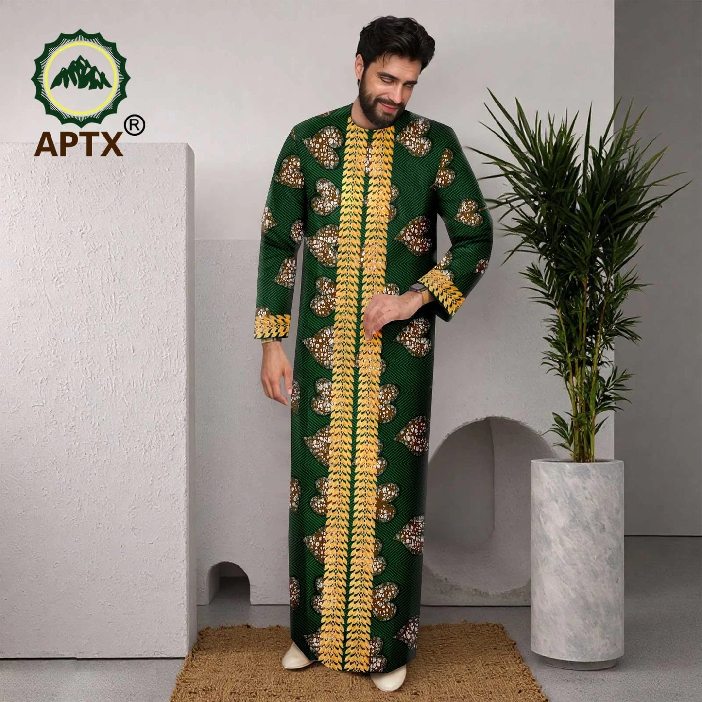 APTX Muslim Men Robe Abaya Long Sleeve Embroidery Festival Set Casual Men 3-Pcs Suit Abaya Middle East Arab Clothes
