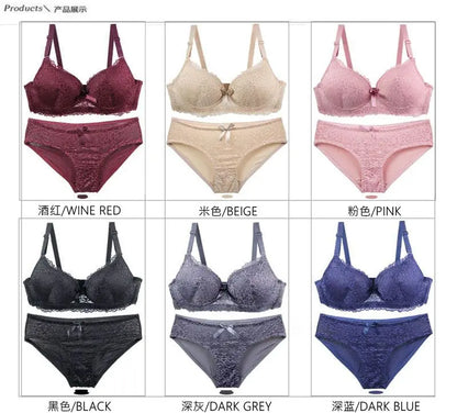 2025 New Sexy Bras Set 34/75 36/80 38/85 40/90 42/95 44/100 BC Cup Underwear For Women Push Up Bow Lingerie