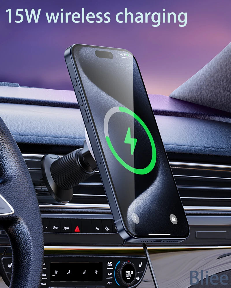 For KIA EV5 2024 2025 Car Phone Holder Screen Fixed Base Magnetic Car Mobile Phone Wireless Charging Stand Rotatable MagSafe
