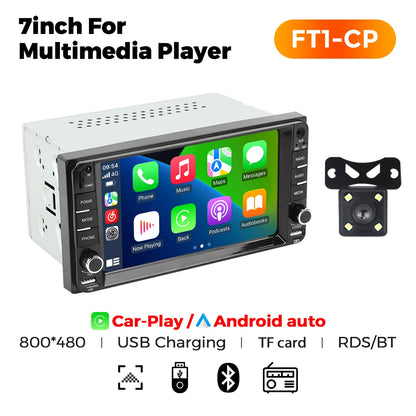 MEKEDE 2din MP5 Car Radio Universal Multimedia 7 inch HD Touch Screen Wired Carplay Android Auto BT USB FM Radio Stereo Audio