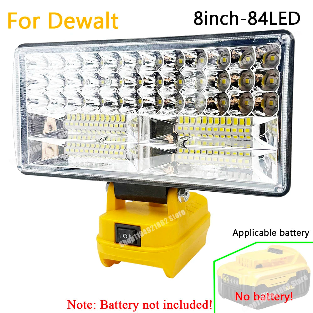 Power Tool Parts 8 Inch Work Lights Lamp Spotlight for Milwaukee for M18 for Dewalt DCB200 18V 20V Li-ion Battery USB Power Bank