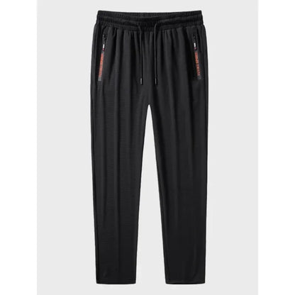 Men's Summer Ice Silk Jogger Sweatpants Zipper Pockets Breathable Running Gym Workout Athletic Mesh Pants Drawstring Design