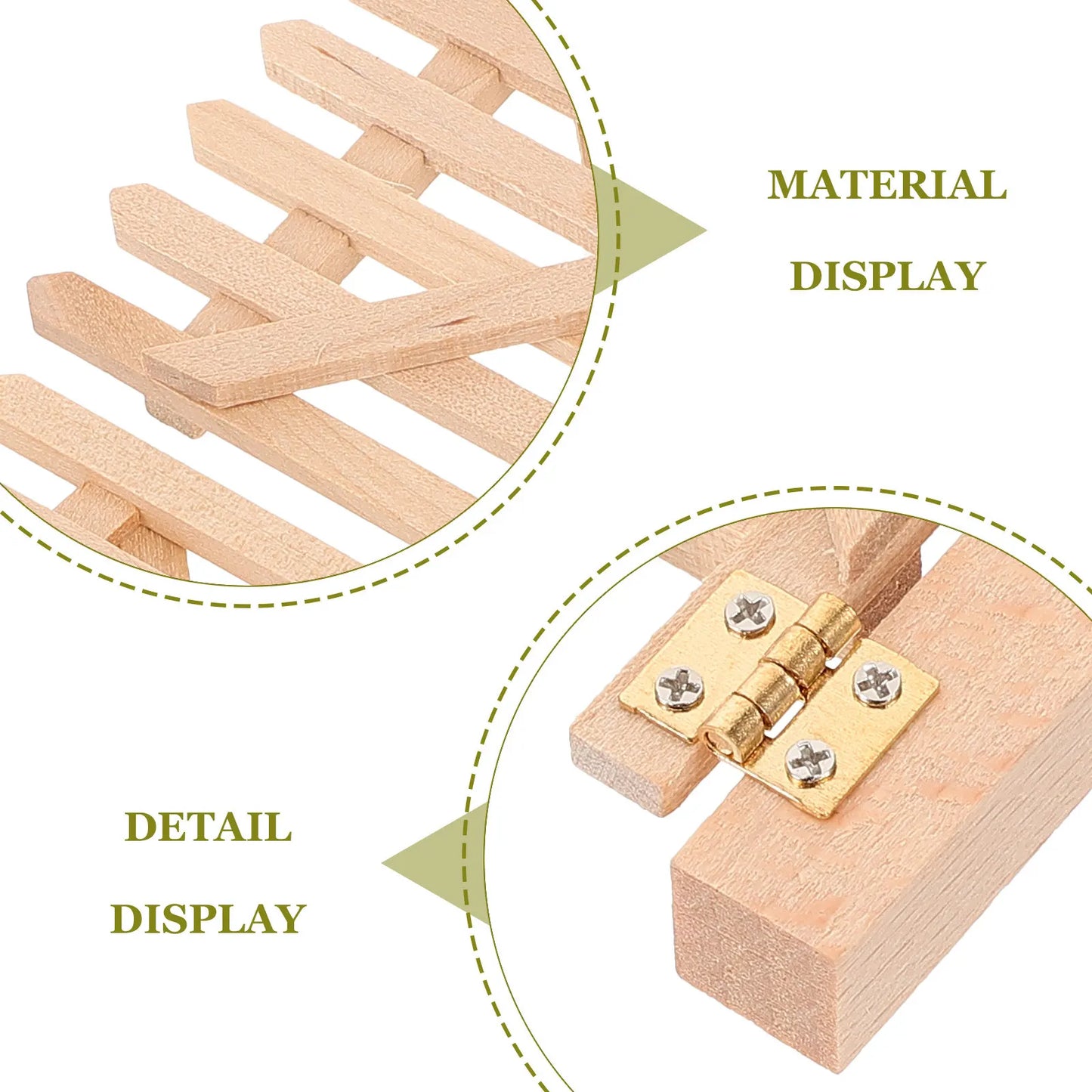 Miniature Double Door Garden :12 Scale Solid Wood for Dollhouse Outdoor Courtyard Street Scene Realistic Decoration