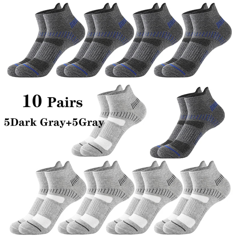 10 Pairs Running Ankle Socks Men Cotton Breathable Soft Short Socks Casual Black White Athletic Fitness Sport Socks