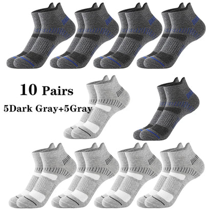 10 Pairs Running Ankle Socks Men Cotton Breathable Soft Short Socks Casual Black White Athletic Fitness Sport Socks