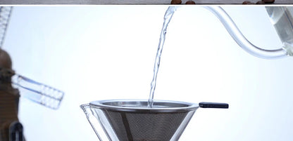 Hand Glass Coffee Kettle with Stainless Steel Filter Drip Brewing Hot Brewer Coffee Pot Dripper Barista Pour Over Coffee Maker