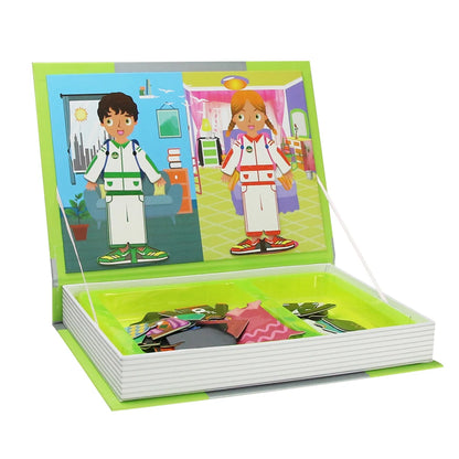 Magnetic Book 3D Cartoon Puzzles Jigsaw Funny Children's Intelligent Brain Training Game Educational Toys for Kids Gift Xmas Toy