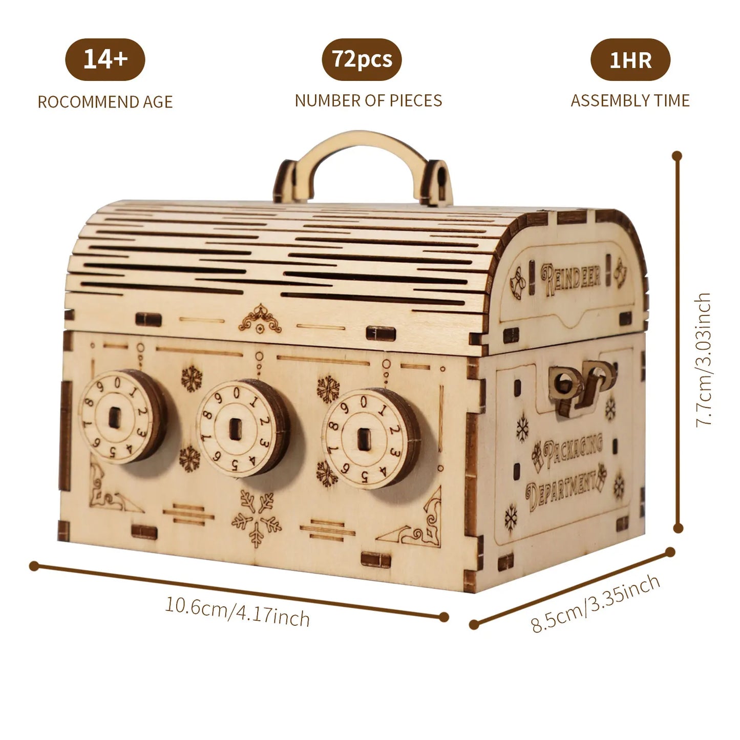 3D Wooden Puzzle DIY Treasure Box Model Building Kits Brain Teaser Projects for Adult Christmas Gifts
