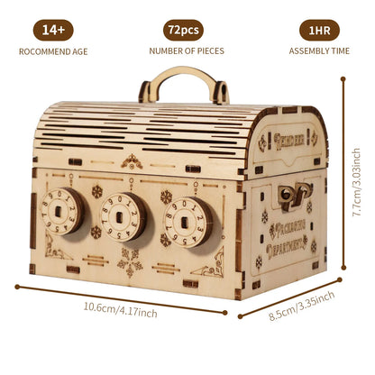3D Wooden Puzzle DIY Treasure Box Model Building Kits Brain Teaser Projects for Adult Christmas Gifts