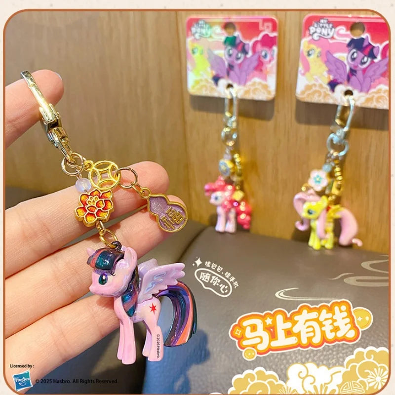 Genuine My Little Pony Festive Charm Keychain Adorable Fashion Bag Pendant Anime Figures Unique Cartoon Gifts For Friends Family