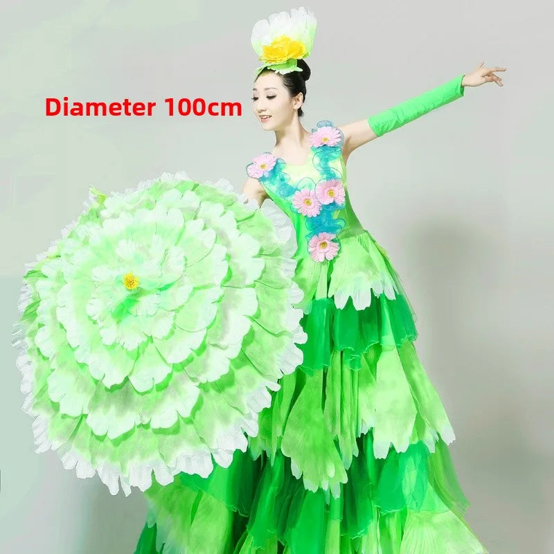 Dance Art Elegant Peony Flower Umbrella Fiber Umbrella Opening Dance Stage Performance Costume Props National Costume Stage Wear