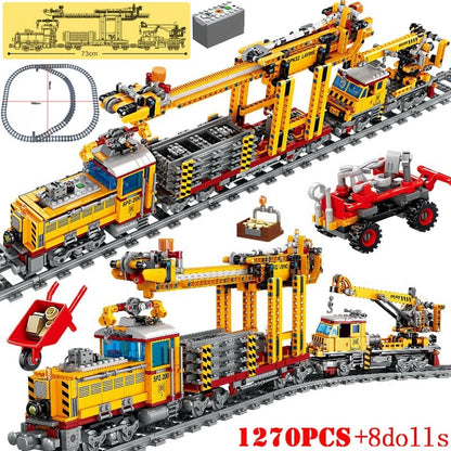 City Trains Flexible Tracks Forked Straight Curved Rails Switch Building Block Bricks High-Tech Creative Toys for kids gifts