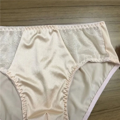 Men's Silk Briefs Sexy Seamless Breathable Bulge Underpants Solid Color Comfortable Male Underwear