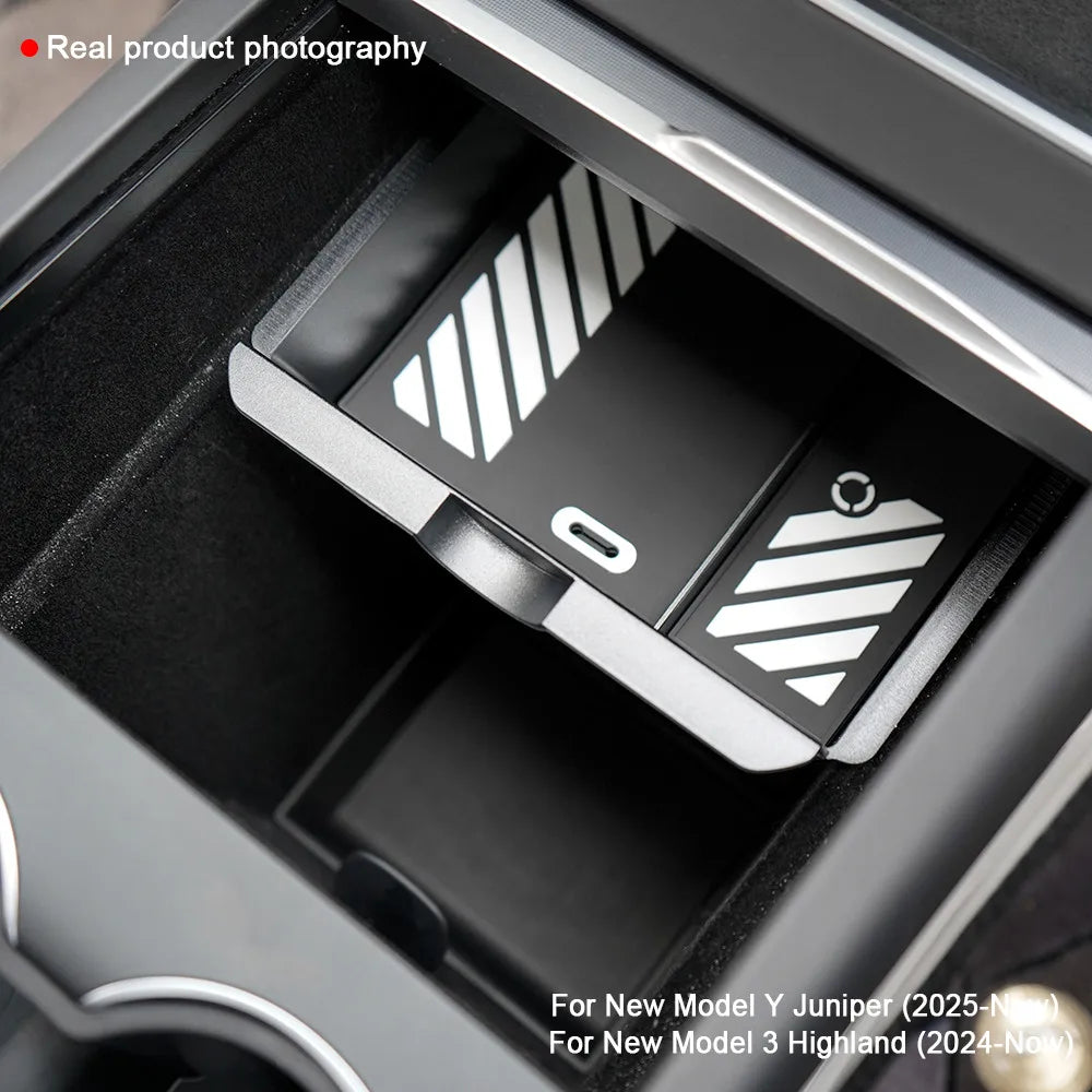Armrest Organizer Tray Suitable for Tesla Model Y Juniper 2026 Model Y L 6 Seater Translucent ABS Box 2/4/6PCS Silicone Mat Set