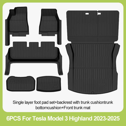 For New Tesla Model 3 Highland Car Floor Mats All-inclusive Threshold Style Foot Pads TPE Cargo Liner Seat Backrest Protective