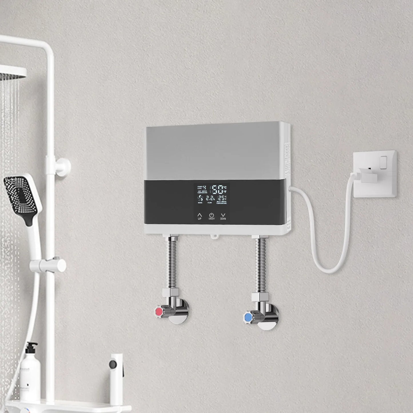 110V 4000W Mini Electric Water Heater,Silver/Gold ABS Instant Hot Water Heater with Remote Control for Kitchens