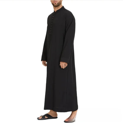 Loose Fit Stand Collar African Style Long Robe for Men New Arrival Ethnic Men's Clothing Comfortable Casual Gown