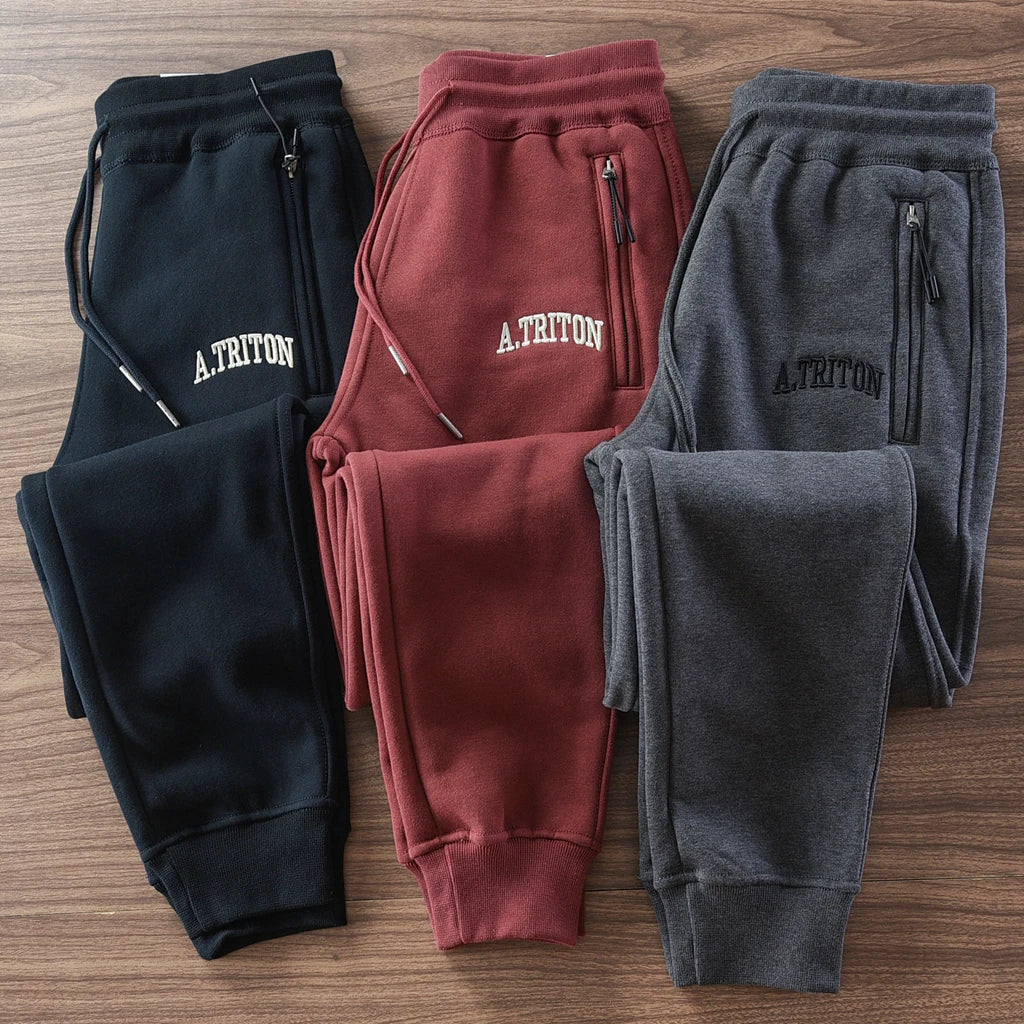 2024 Winter New American Retro Thickened Velvet Letter Printed Sweatpants Men's Simple Drawstring Sports Casual Ankle-tied Pants
