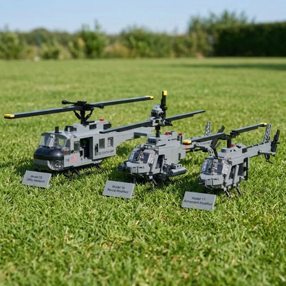 US Army UH-1D OH-58A/D Helicopter Building Blocks Vietnam War Aircraft Bricks Model Toys For Collection