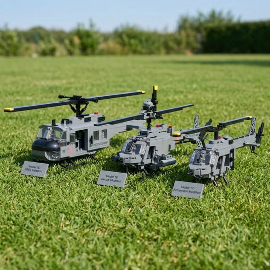 US Army UH-1D OH-58A/D Helicopter Building Blocks Vietnam War Aircraft Bricks Model Toys For Collection