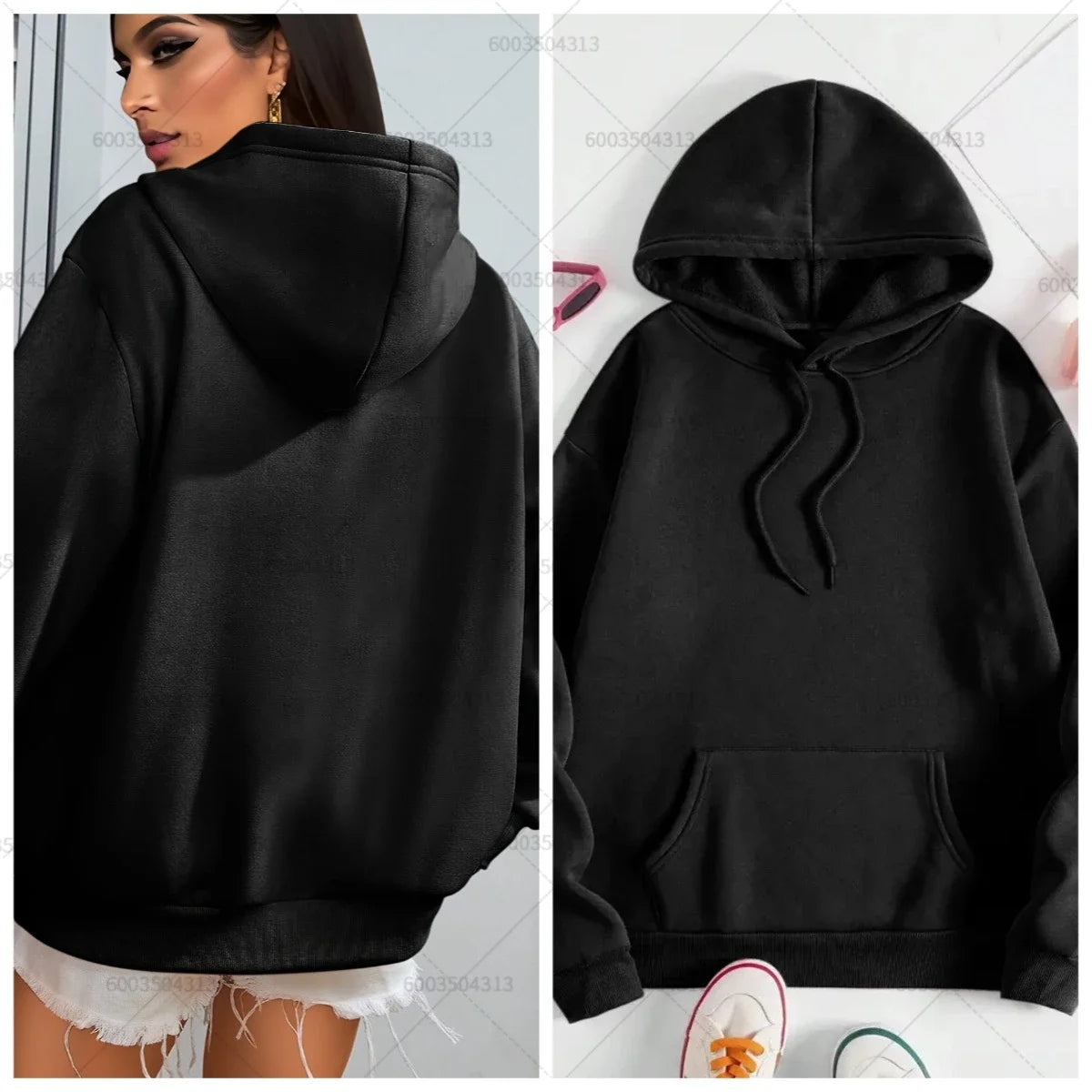 Unisex Loose Men's Women Cotton Hoodies Casual Autumn Winter Fleece Sweatshirt Oversized Pullover O-Neck Tops Hoody Solid Color