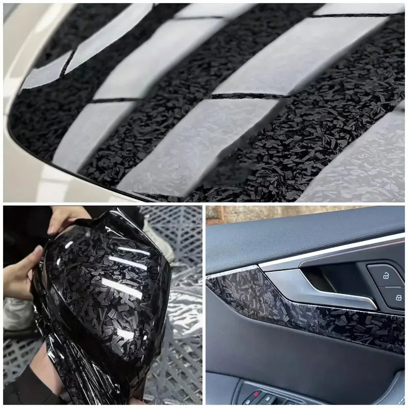 Premium PET Gloss Forged Carbon Fiber Vinyl Wrap Roll Self Adhesive Decal Vehicle Car Wrapping Foil