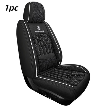 Front Single Seat, Luxurious Linen Fixed Lumbar Support, Full-Coverage Car Seat Cushion, Suitable for All Seasons, Delicate and Textured, Comfortable, Breathable, Wear-Resistant, Fits the Seat, with Three-Dimensional Wing Sup