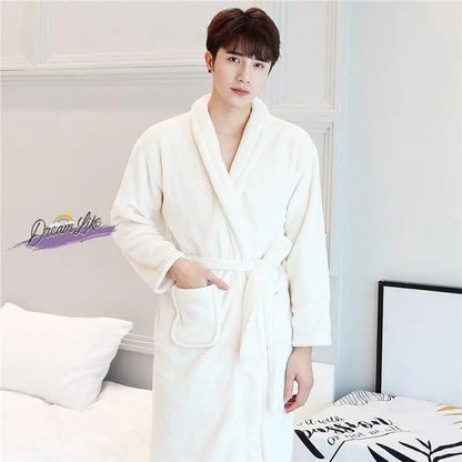 Thiened Long Pajamas Couples Flannel Spwear Coral Fce Home Clothes Men Women Robe Autumn Winter Nightgown Casual Sle
